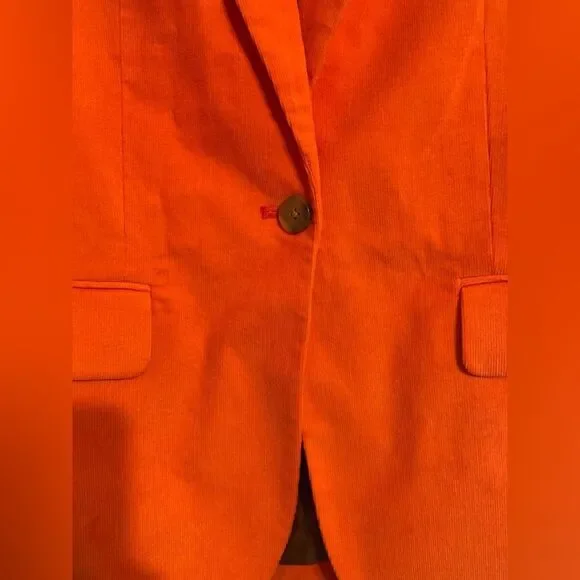 NWT OuterknownHenry Cord Boy Blazer Flame Orange Sz 4 organic cotton corduroy